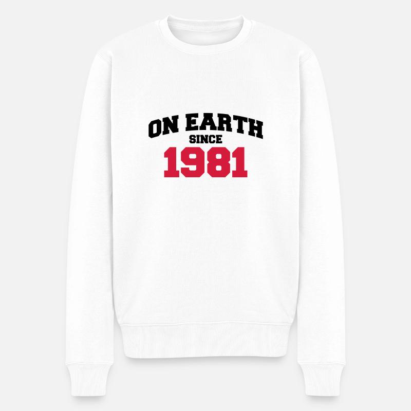 on earth 1981 - Männer Premium Bio Pullover - Weiß
