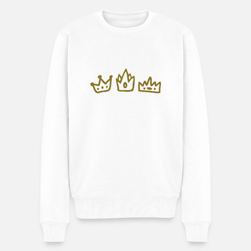 3 Kronen - Line - Männer Premium Bio Pullover - Weiß