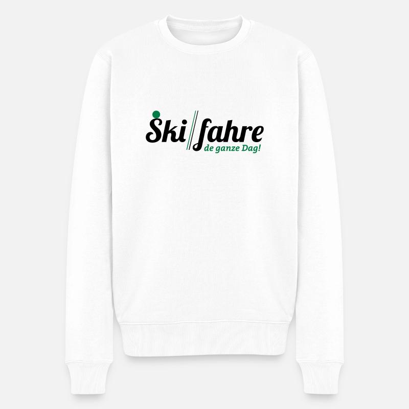 Ski fahre de ganze Dag - Männer Premium Bio Pullover - Weiß