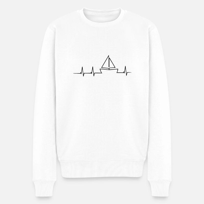 Segler Herzschlag - Männer Premium Bio Pullover - Weiß