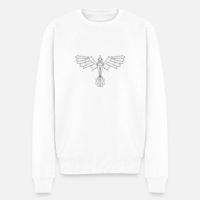 VOGEL GEOMETRISCH - Männer Premium Bio Pullover - Weiß