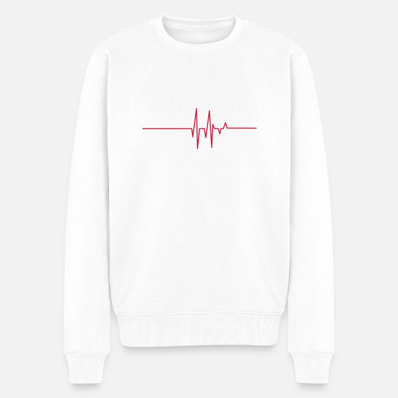 Herzlinie - Männer Premium Bio Pullover - Weiß