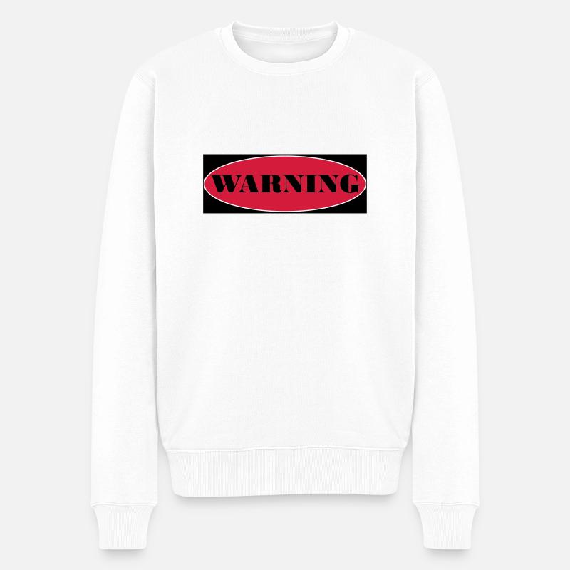 Warning - Männer Premium Bio Pullover - Weiß