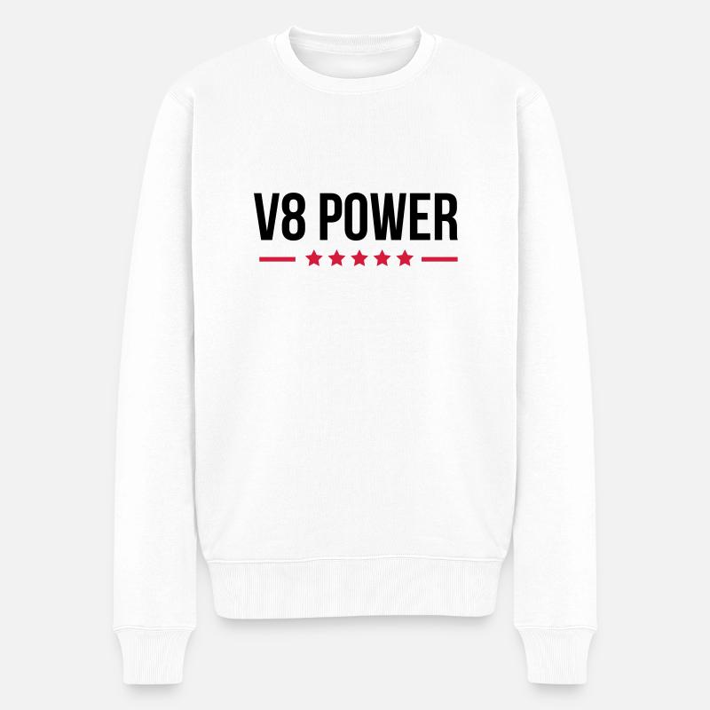 V8 Power - Pull Premium bio Homme - blanc