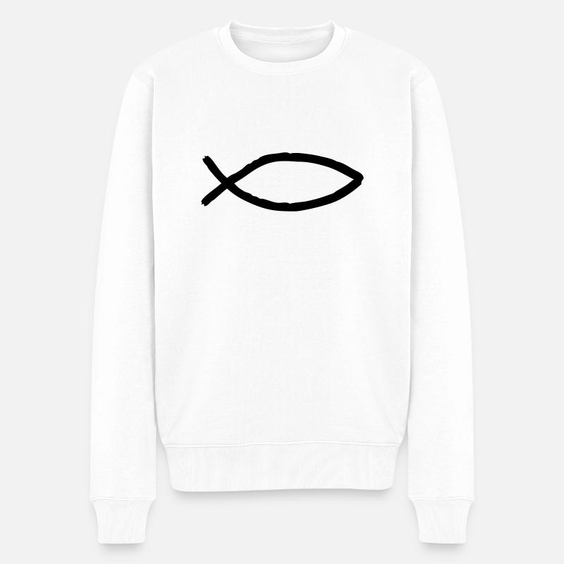 fisch_symbol - Männer Premium Bio Pullover - Weiß