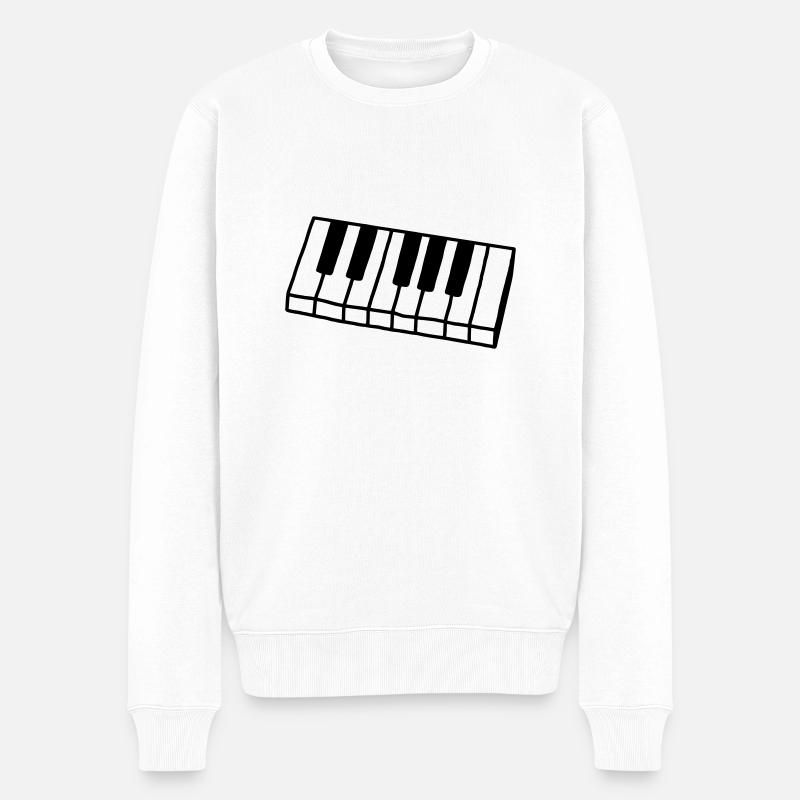 Piano - Clavier - Keyboard - Pull Premium bio Homme - blanc
