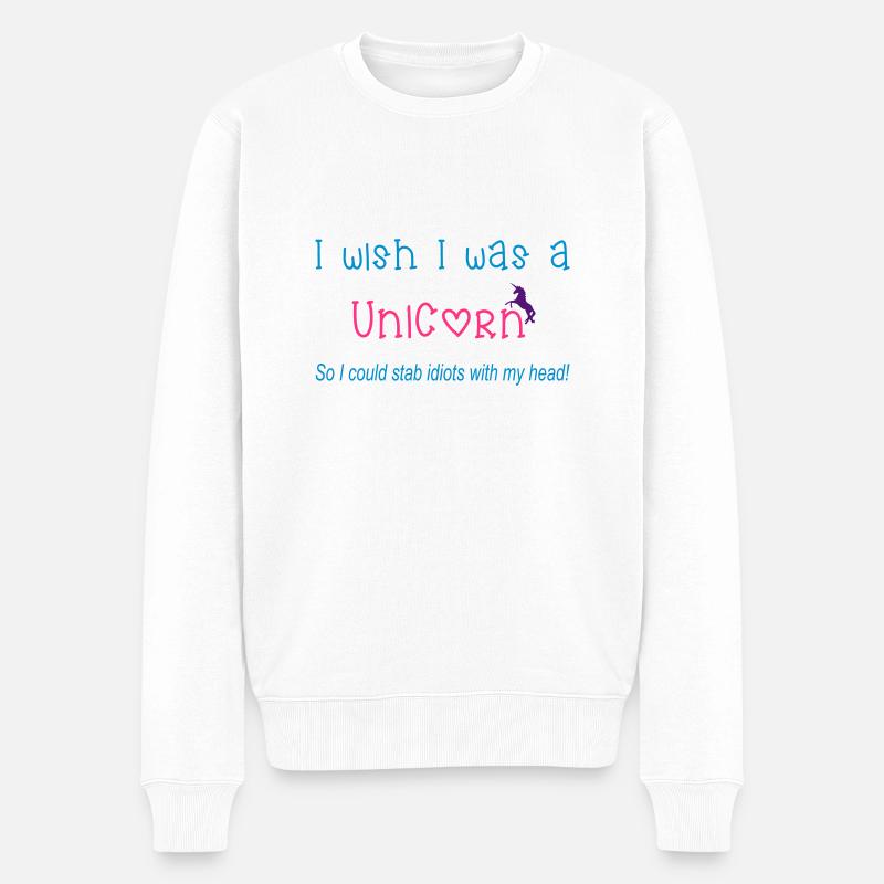 Unicorn - Männer Premium Bio Pullover - Weiß