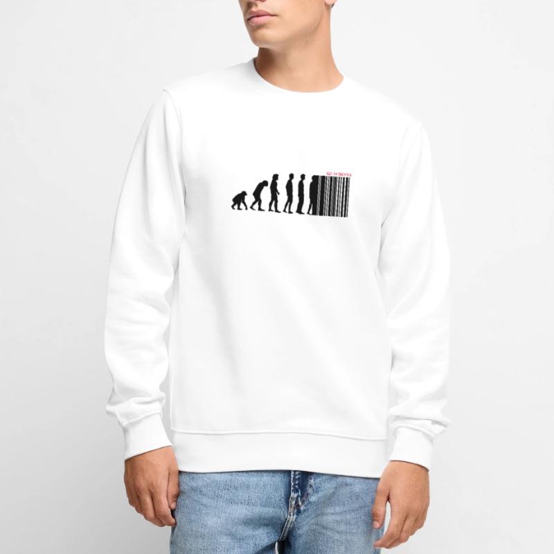 DARWIN - EVOLUTION SOCIETE - CODE BARRE Pull Premium bio Homme