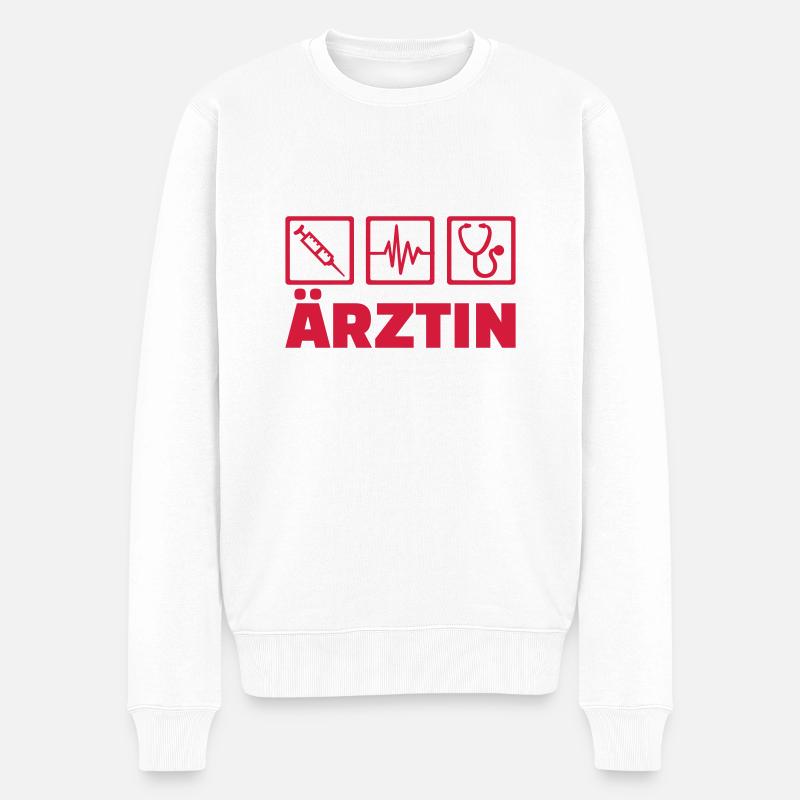 Ärztin - Männer Premium Bio Pullover - Weiß