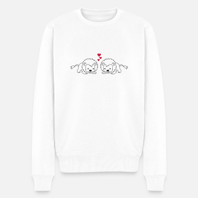 verliebte_baby_loewen_001 - Männer Premium Bio Pullover - Weiß