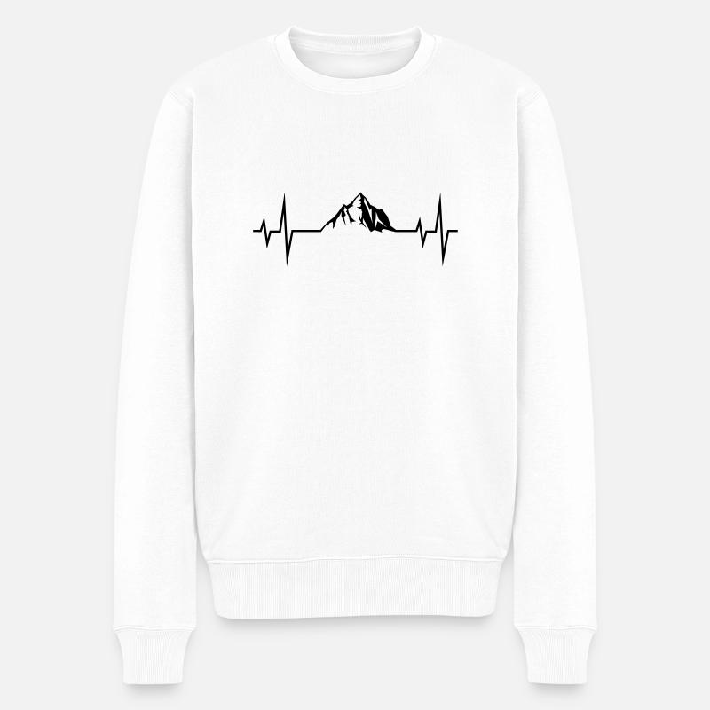 mountains puls ekg - Männer Premium Bio Pullover - Weiß