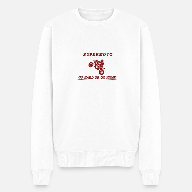 Supermoto - Go Hard or Go Home - Männer Premium Bio Pullover - Weiß