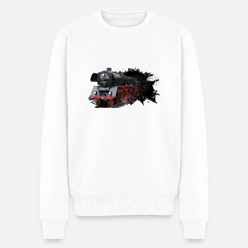 Dampflok 03 1010 - Männer Premium Bio Pullover - Weiß