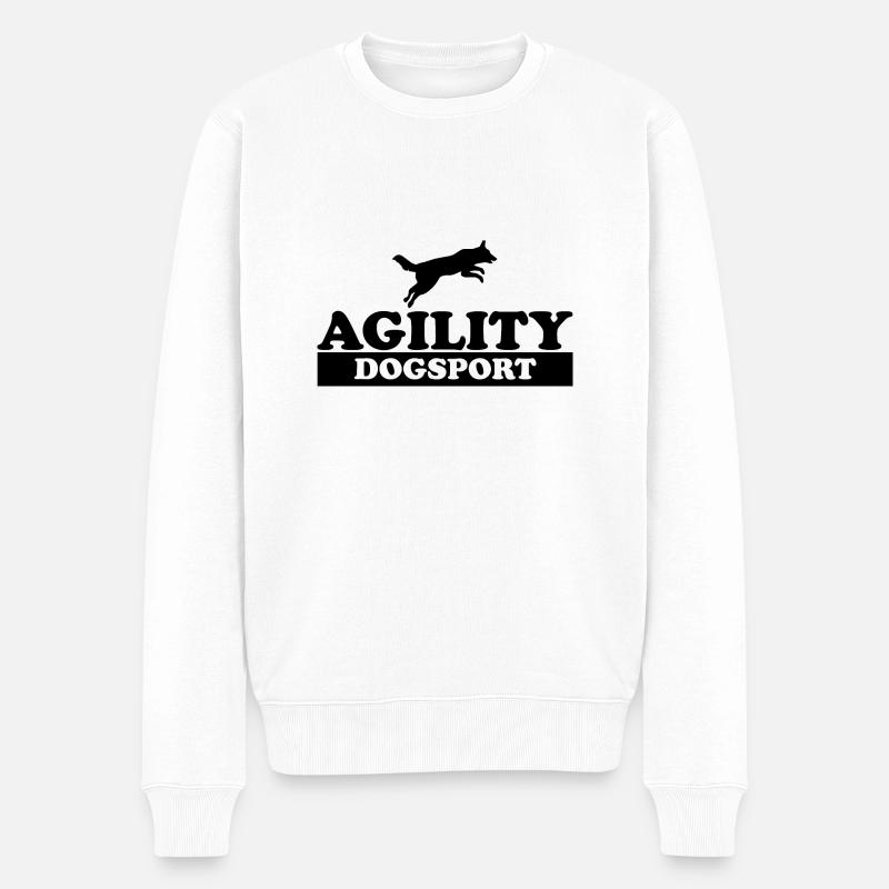 Hund Dog Agility - Männer Premium Bio Pullover - Weiß