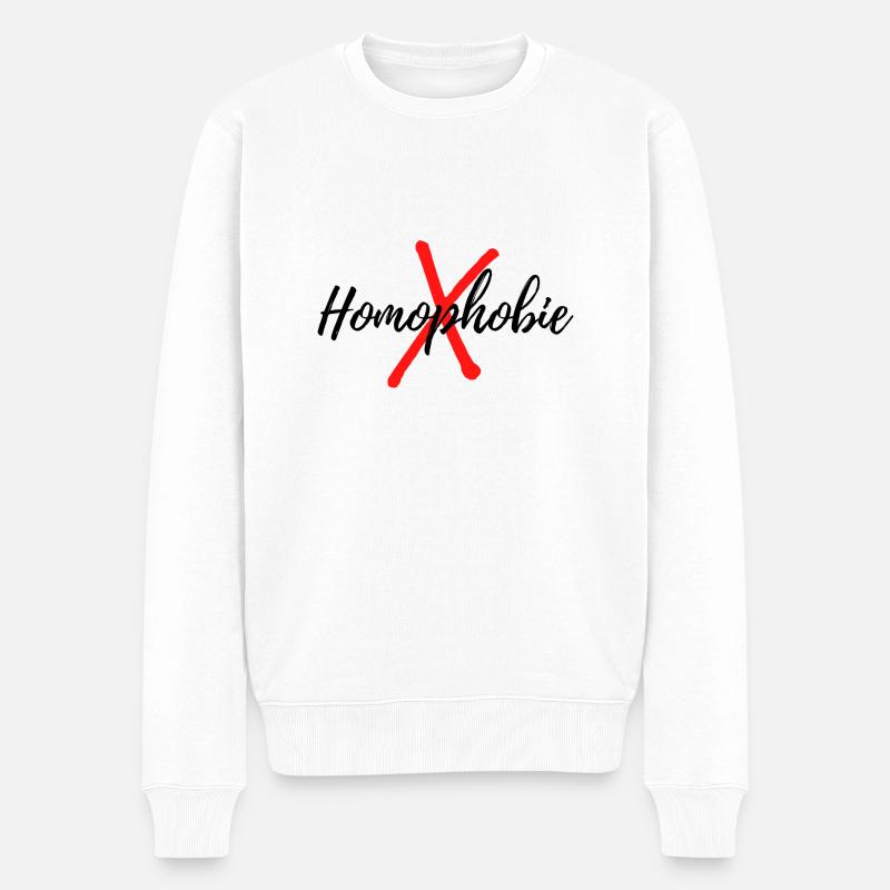 Gegen Hompphobie - Männer Premium Bio Pullover - Weiß