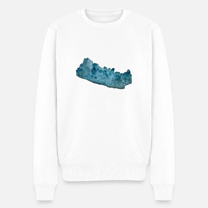 Aquamarin Beryll Schmuckstein Mineral Kristall - Männer Premium Bio Pullover - Weiß