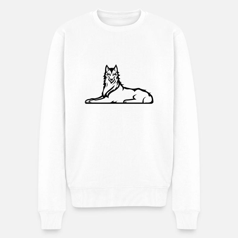 Tschetschenischer Wolf - Männer Premium Bio Pullover - Weiß