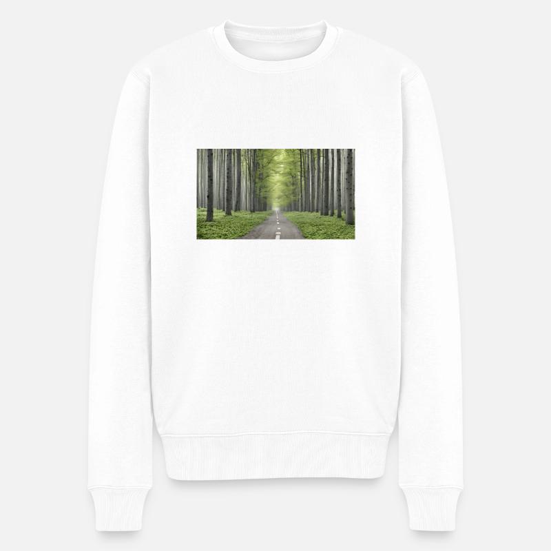 Strasse im Wald - Männer Premium Bio Pullover - Weiß