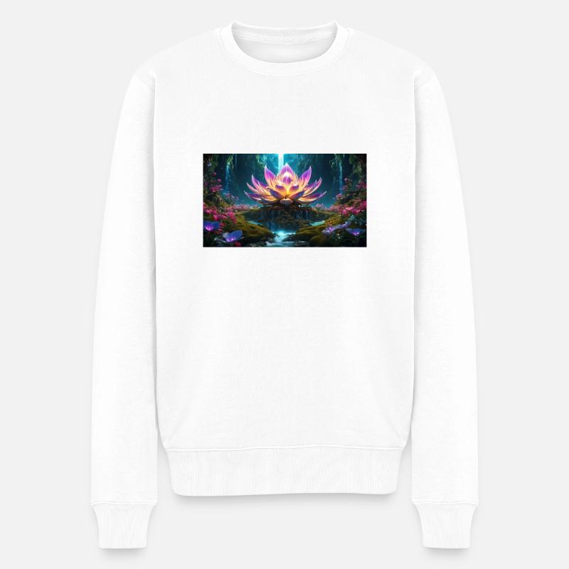 Lotus Blüte - Männer Premium Bio Pullover - Weiß