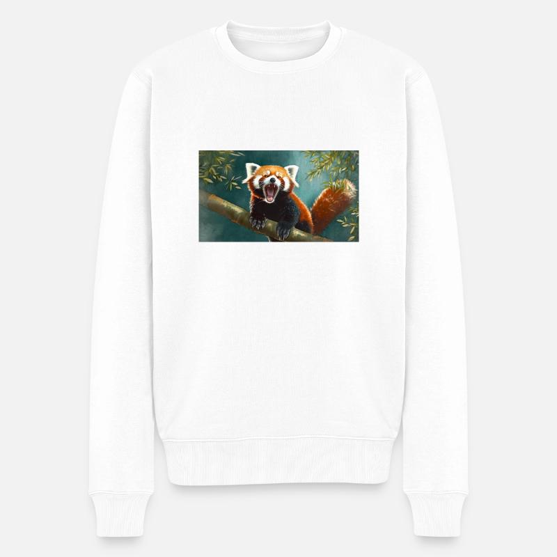 Niedliche Tiere chillen – Roter Panda - Männer Premium Bio Pullover - Weiß