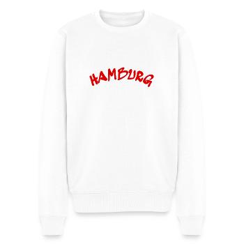 Hamburg - Hansestadt - Deutschland - Germany - Männer Premium Bio Pullover - Weiß - Vorne - Thijin (182cm)