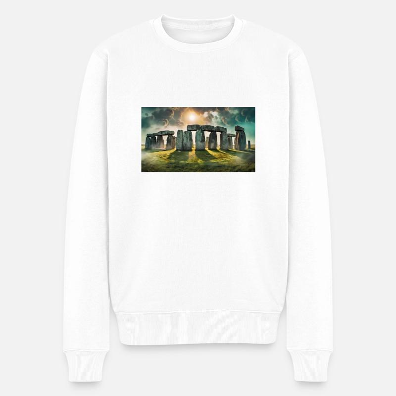 de beaux lieux mythiques – Stonehenge - Pull Premium bio Homme - blanc