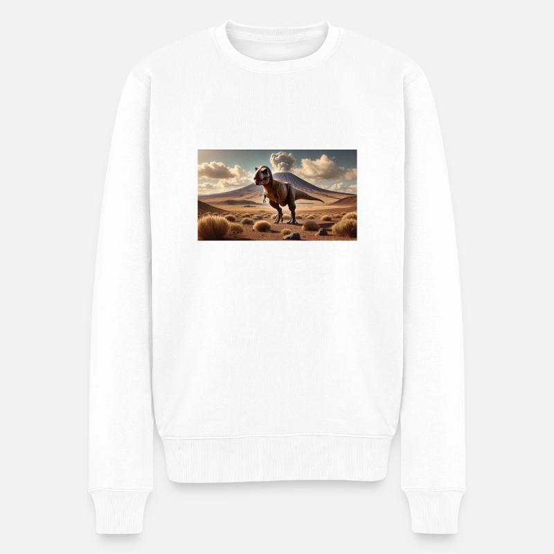 DinoFashion - Männer Premium Bio Pullover - Weiß