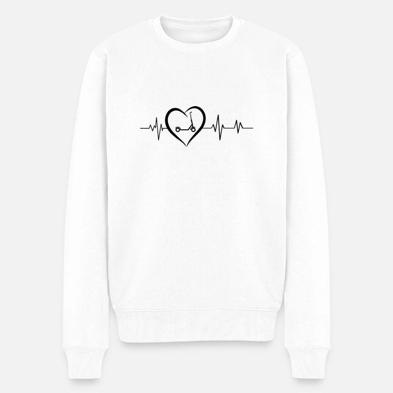 Herzschlag Roller - Männer Premium Bio Pullover - Weiß