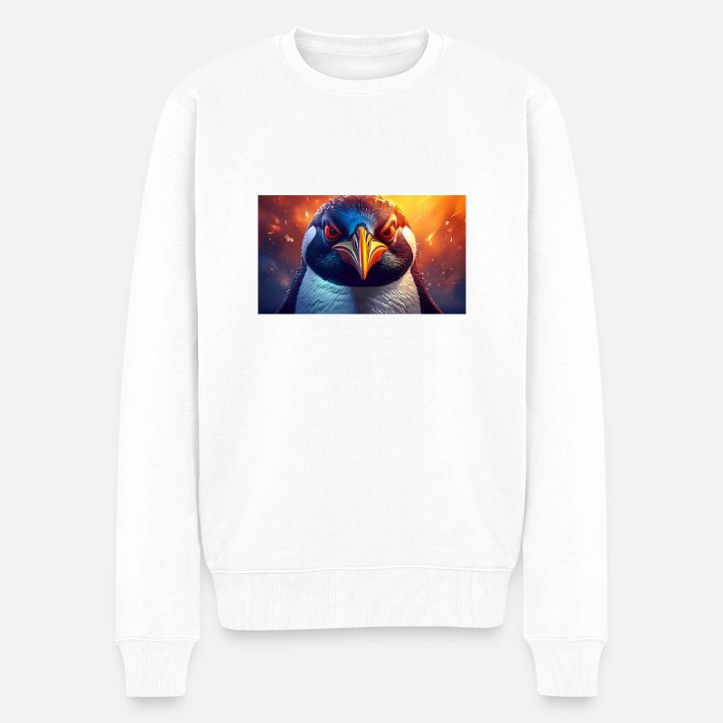 Cute grumpy grouchy animals - penguin - Men's Premium Organic Jumper - white