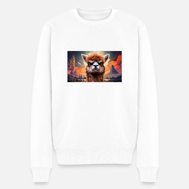 Animaux mignons - alpaga - Pull Premium bio Homme - blanc