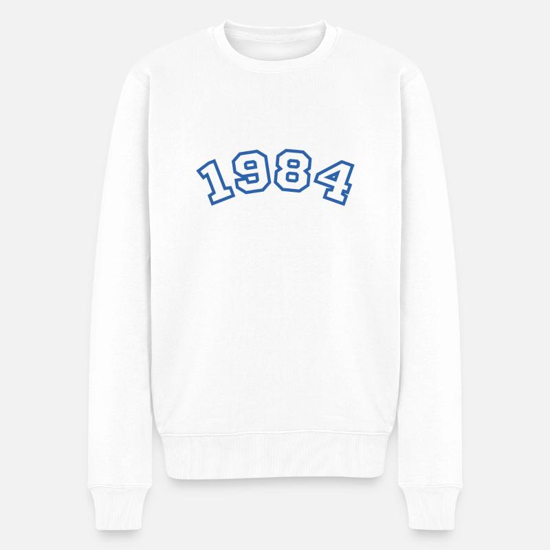 1984 Sport Blau - Männer Premium Bio Pullover - Weiß