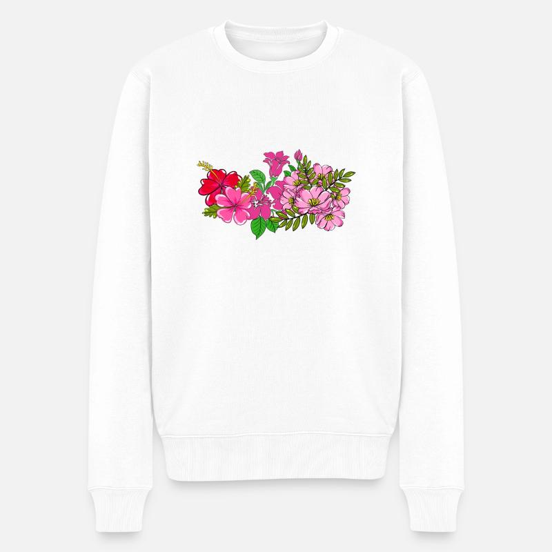 Bouquet de fleurs sauvages rose - Pull Premium bio Homme - blanc