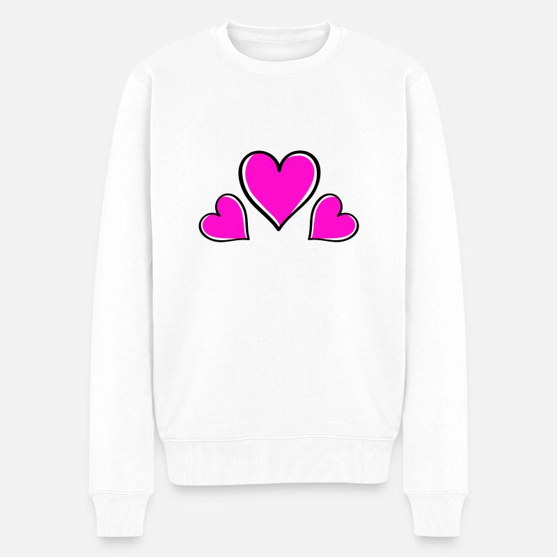 herz love - Männer Premium Bio Pullover - Weiß
