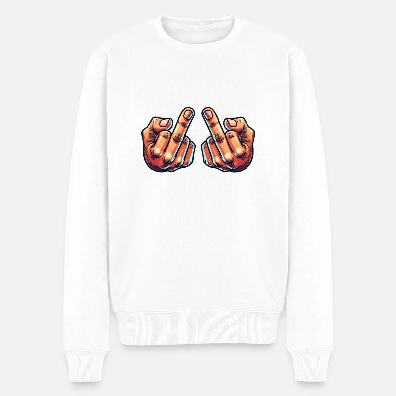 mittelfinger 2 - Männer Premium Bio Pullover - Weiß