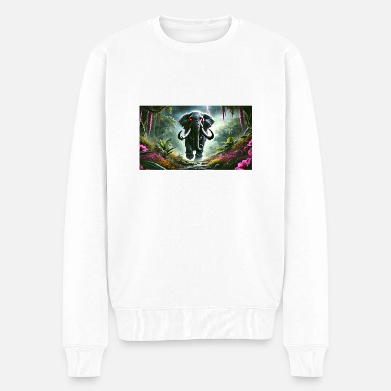 URSPRÜNGLICHER ELEFANT - Männer Premium Bio Pullover - Weiß