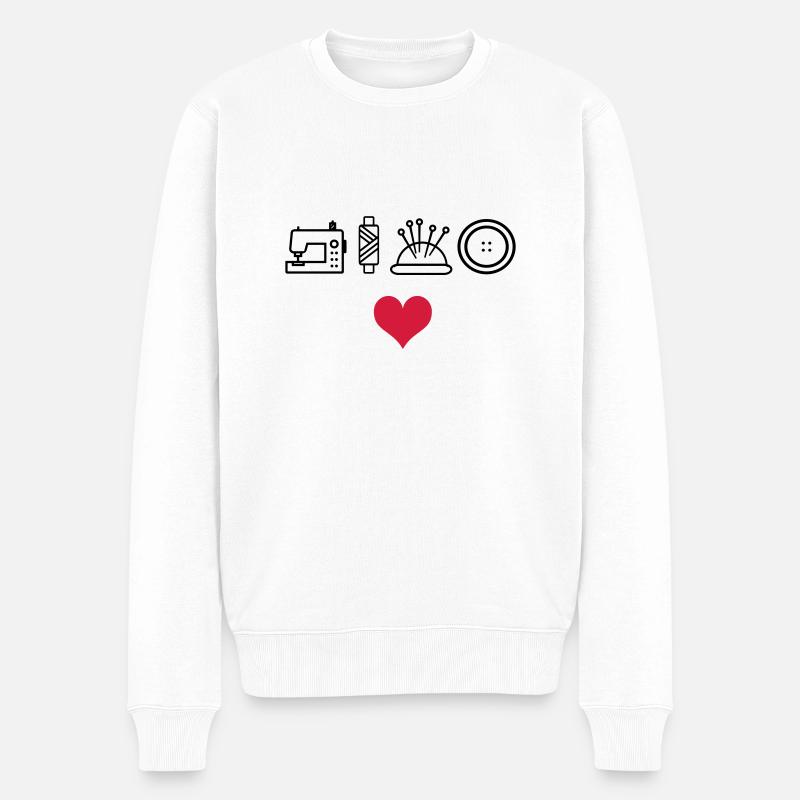 Nähen - Männer Premium Bio Pullover - Weiß