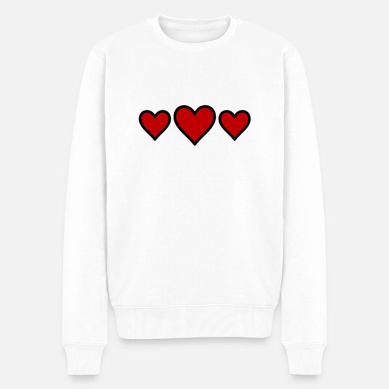 Herzen Symbol - Männer Premium Bio Pullover - Weiß