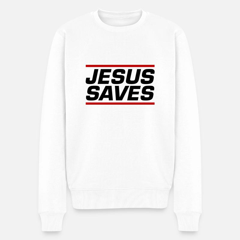 Jésus sauve un verset biblique - Pull Premium bio Homme - blanc
