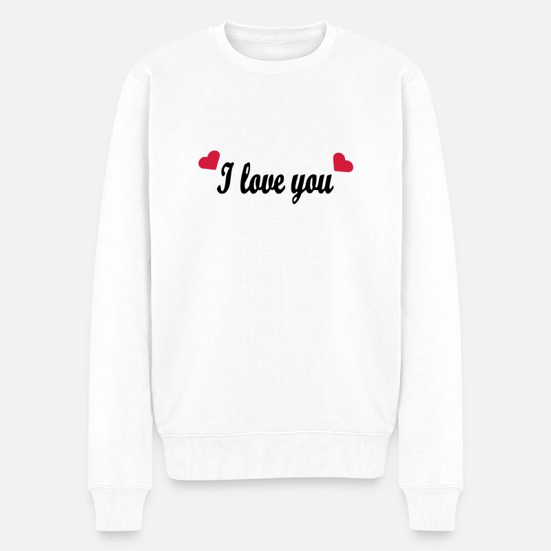I love you - Männer Premium Bio Pullover - Weiß