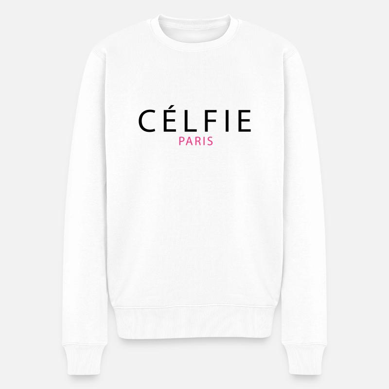 Célfie Paris - Männer Premium Bio Pullover - Weiß
