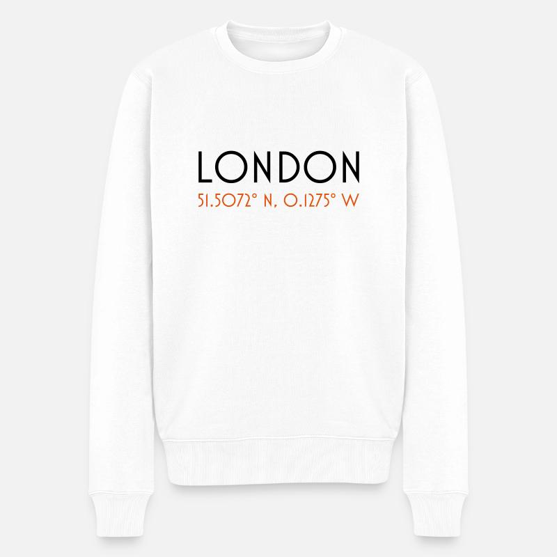 london coordinates - Männer Premium Bio Pullover - Weiß