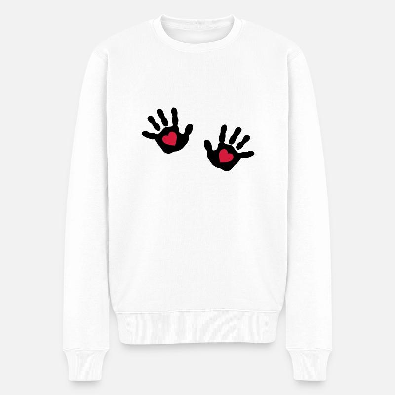 Bébé mains - cœur - Pull Premium bio Homme - blanc