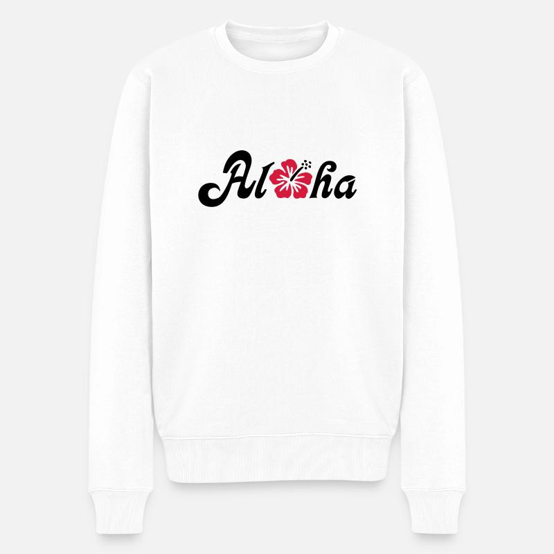 Aloha Hibiscus Blüte - Männer Premium Bio Pullover - Weiß