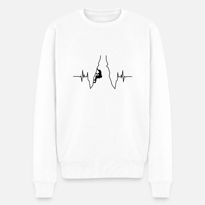 Klettern Heartbeat - Männer Premium Bio Pullover - Weiß