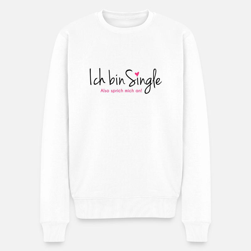 single - Männer Premium Bio Pullover - Weiß