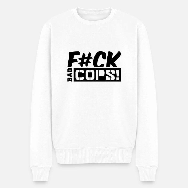 fck_bad_cops_cc1 - Männer Premium Bio Pullover - Weiß