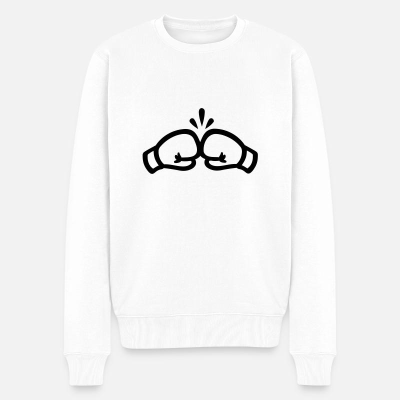 Boxen Boxhandschuhe - Männer Premium Bio Pullover - Weiß