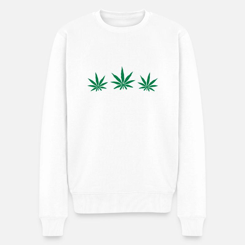 Weed Design - Männer Premium Bio Pullover - Weiß