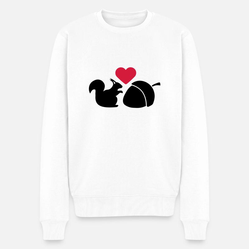Squirrel Nut Love - Männer Premium Bio Pullover - Weiß