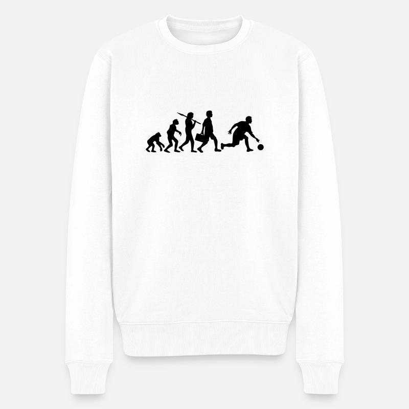 Evolution Of Bowling - Männer Premium Bio Pullover - Weiß